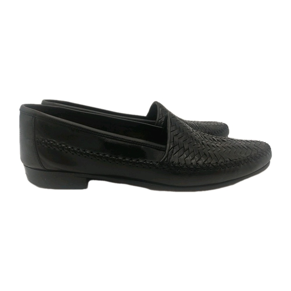 Giorgio Brutini Black Woven Leather Slip On Loafers Size 13D